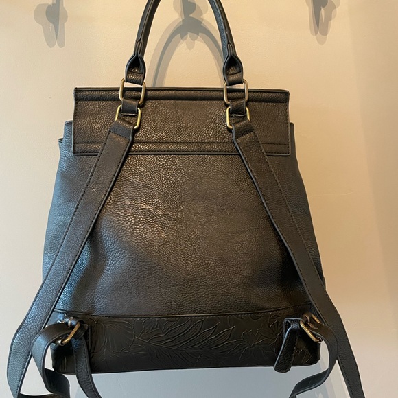 Darcy Marks London Black Embossed Vegan Leather Backpack - Picture 4 of 11